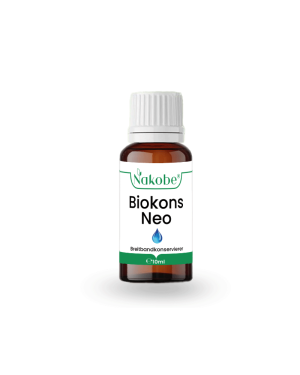 Flasche von Biokons Neo 10ml, einem natürlichen Konservierungsmittel für hochwertige Kosmetikprodukte.