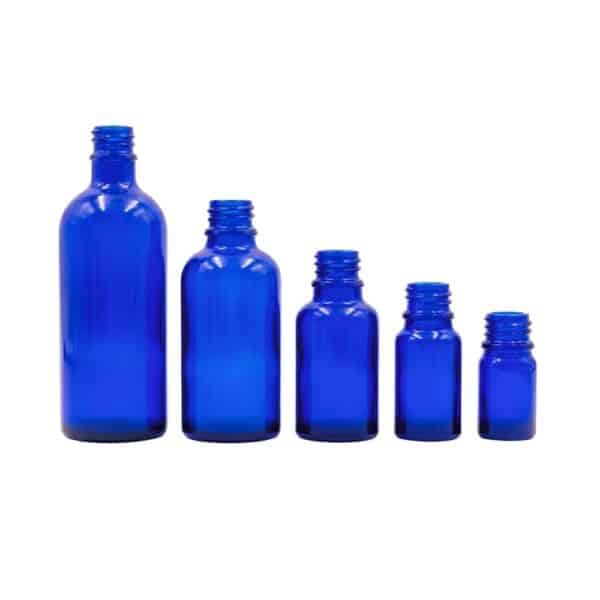 Blauglasflasche DIN 18 aus Kobaltblau für ätherische Öle und Naturkosmetik