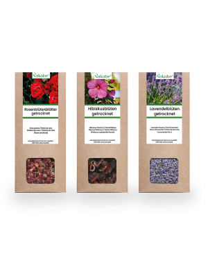 Blüten Set mit Lavendel, Rosen und Hibiskus von Nakobe Naturkosmetik