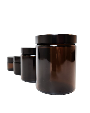 Braunglastiegel mit Deckel