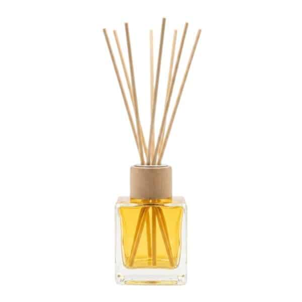 Diffusor Glas 100 ml mit Holzverschluss und Duftstäbchen