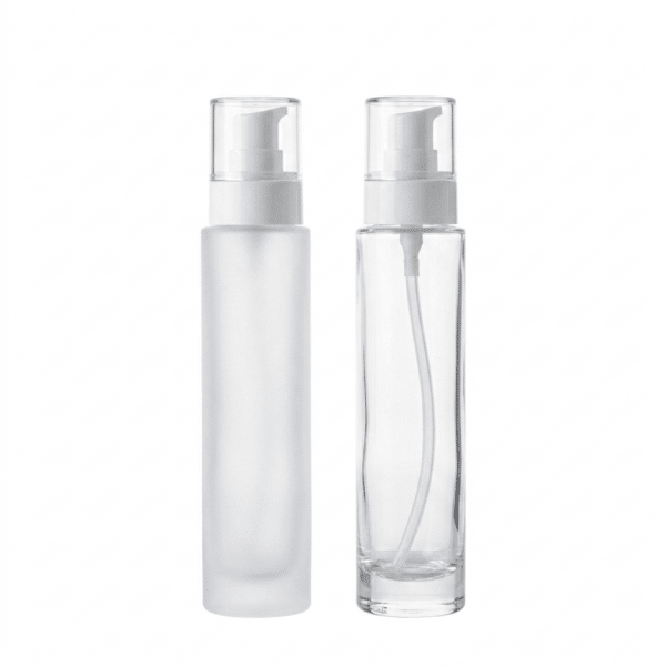 Glasflasche Milano 100 ml mit Pumpspender in matt und transparent