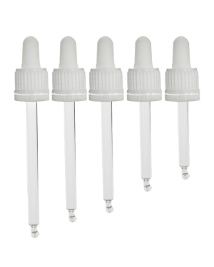Weiße Glaspipetten mit Kautschuksauger für DIN18-Gewinde Flaschen – Nakobe