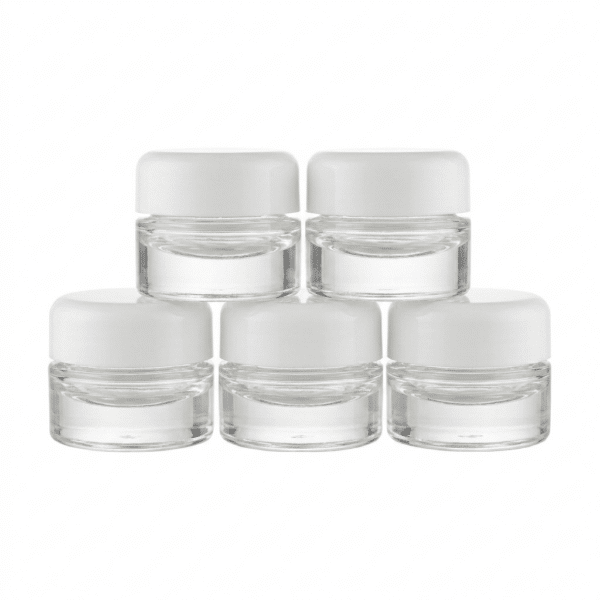 Glastiegel 5 ml klar mit weißem Schraubdeckel