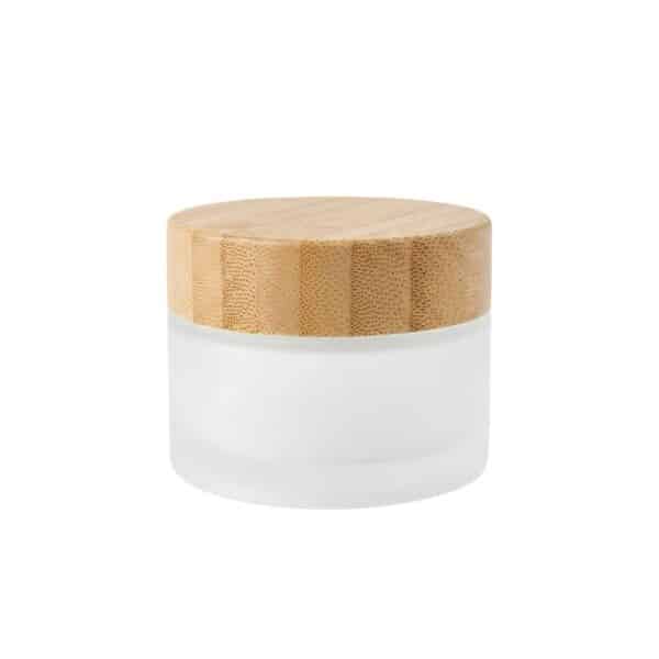 Glastiegel mit Bambusdeckel 50 ml aus Frostglas für Naturkosmetik