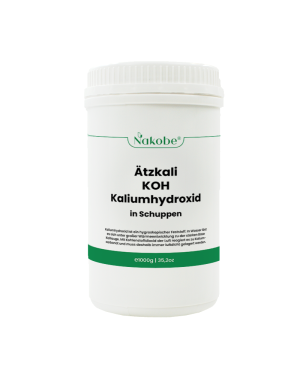 Bild von reinem Kaliumhydroxid KOH – essentiell für Naturkosmetikherstellung
