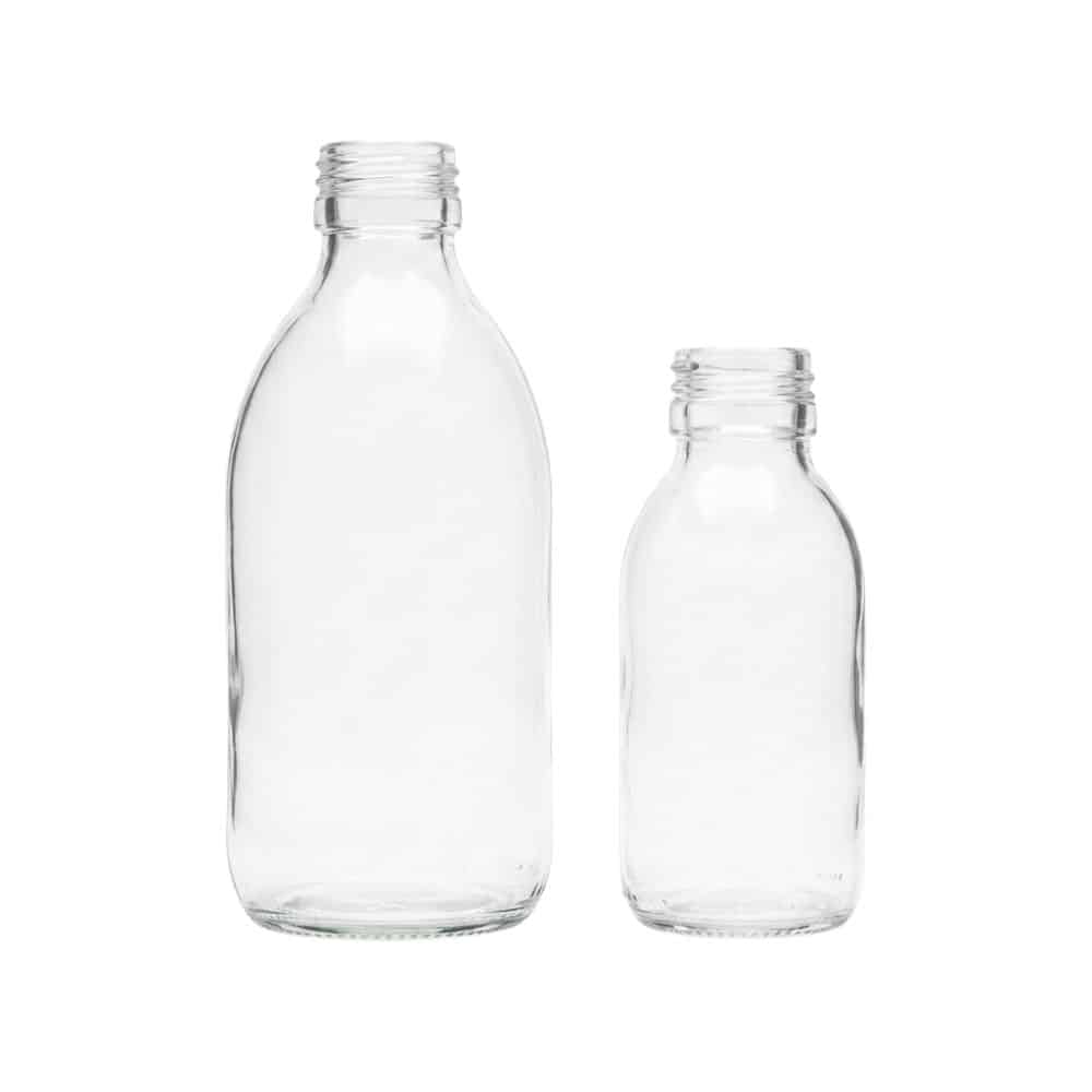 Klarglasflaschen 100 ml und 250 ml mit 28/410 Gewinde