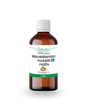 100ml Flasche von Nakobe's reinem Macadamianussöl nativ bio für intensive Haut- und Haarpflege