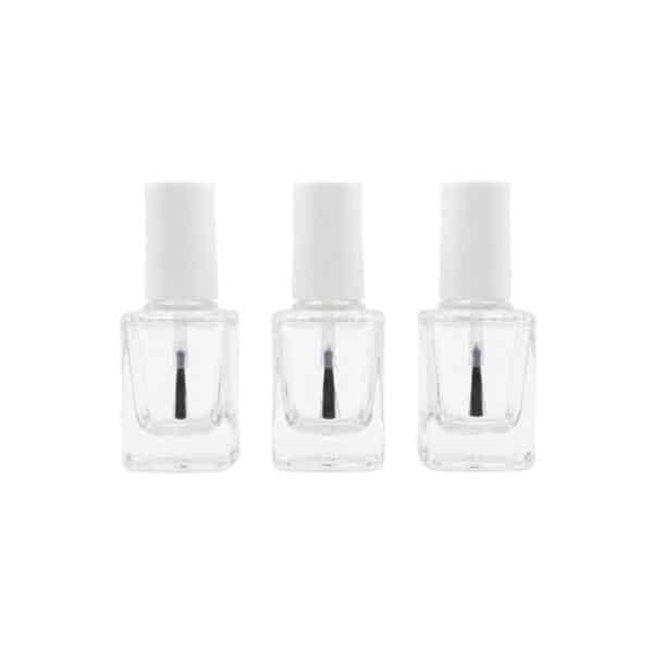 Nagellackflasche aus Glas mit weißer Kappe und Pinsel 13 ml