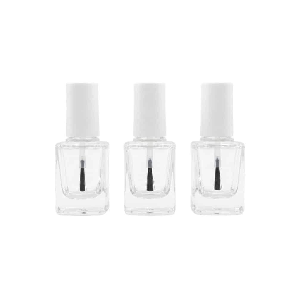 Nagellackflasche aus Glas mit weißer Kappe und Pinsel 13 ml