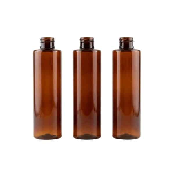 Bernsteinfarbene PET Flasche 200 ml mit 24/410 Gewinde für Naturkosmetik