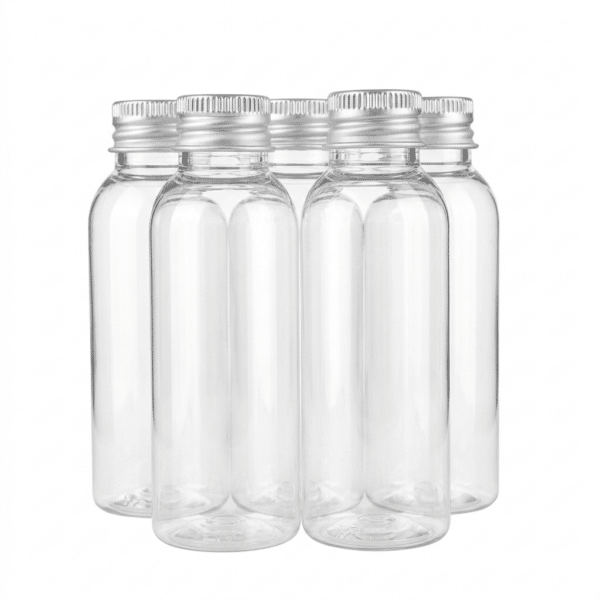 PET Klarflasche 50 ml mit Aluminium-Schraubverschluss