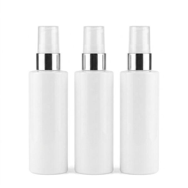 Pumpspender Amelie 100 ml in Weiß mit silberfarbenem Zierring