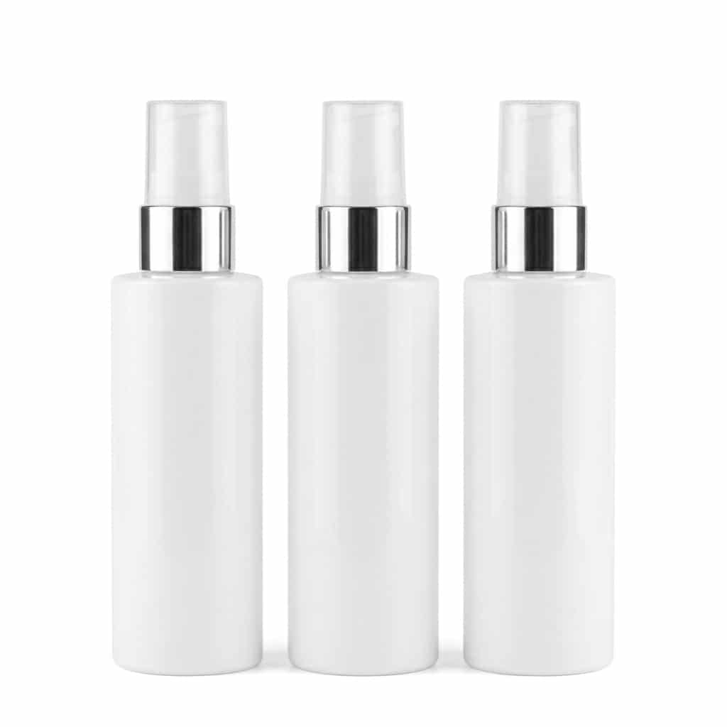 Pumpspender Amelie 100 ml in Weiß mit silberfarbenem Zierring