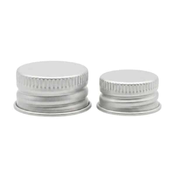 Silberner Aluminium-Schraubverschluss mit 20/410 und 24/410 Gewinde