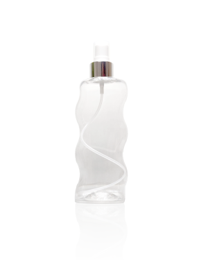 Universalflasche Wave mit Zerstäuberpumpe in silber/weiß, ideal für Naturkosmetik