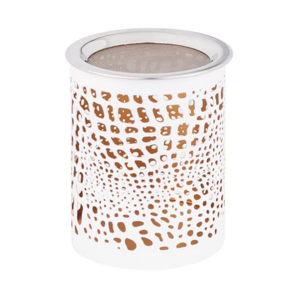 Weihrauchbrenner Bella mit warmem Lichtreflex und Edelstahlsieb